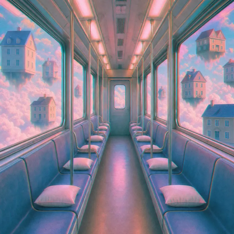 AI b-roll for a short: a subway car in the clouds
